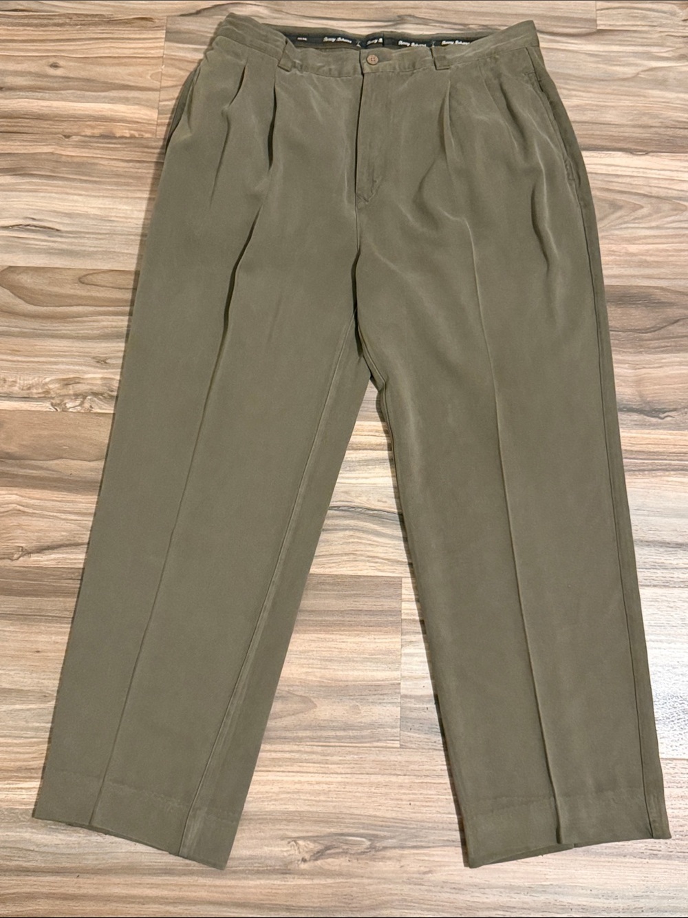 Tommy Bahama Men’s Pleated Silk Trousers 35 Olive Green Dress Pants Casual